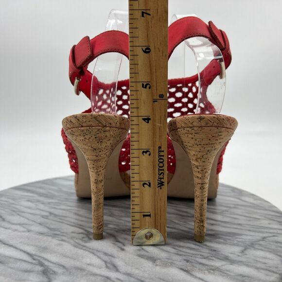 Donald J Pliner Heel Women 9 Sania Cork Caged Stiletto Slingback Pink Buckle - Picture 5 of 13